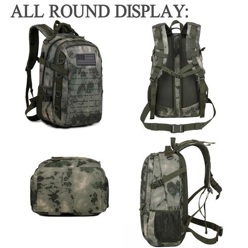 Ydmpro Tactical Backpack, 30L Military Daypack Molle Army 3 Day Assault (Black)