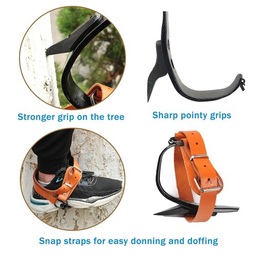 timiland Tree Climbing Spikes Set,Tree Climbing Gear,Adjustable Length Design,Alloy Steel Pole Climbing Spurs,Hunting and Observation,Fruit Picking (Set H)