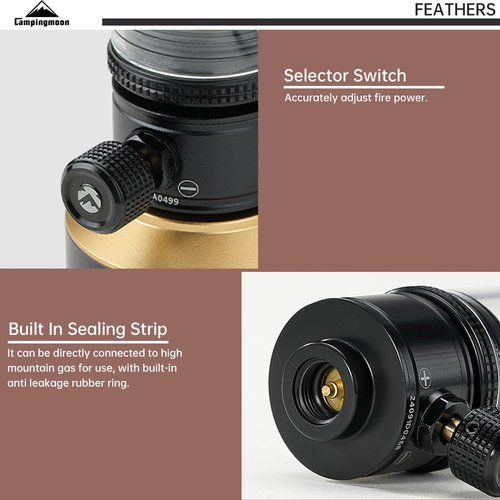 Campingmoon Camping Gas Lantern Gas Lamp Portable Outdoor Dreamlike Candle Black Camping Tent Lantern Glass Lantern