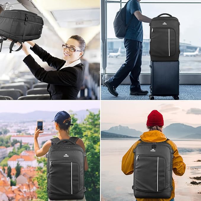 MATEIN Carry On Backpack for Airplanes, 40L Underseat Travel Backpack Personal Item Bag with USB Charging Port and Shoe Pouch, TSA 17 inch Bags for Men Flight Approved, Work Casual Daypack