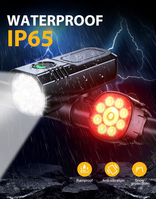 Zewdov 1000 Lumens Supper Bright Bike Lights for Night Riding Scooter Accessories, 8+7 Modes Sturdy Aluminum Alloy Bicycle Light, IP65 Waterproof & Rechargeable Bike Headlight and Tail Light Set
