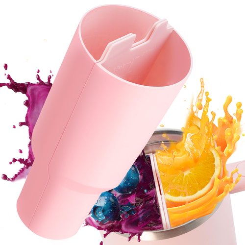 Stanley Cup Divider Inner Tray Enjoy Two Drinks in 1 Cup, Silicone Separator Liner Compatible with Stanley Cup 40 oz, Reusable Liner for Party, Leisure, Outdoor, Office (Pink)