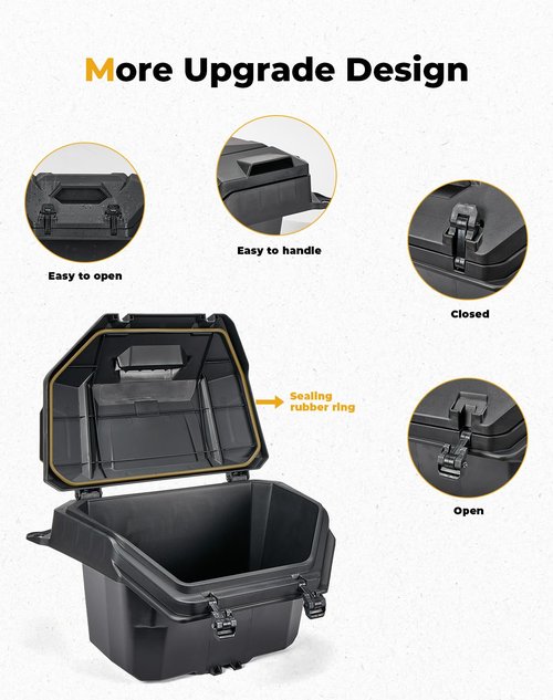 KEMIMOTO 2024/2025+ XP 1000 Rear Cargo Box 55QT Compatible with 2024/2025+ Polaris RZR XP 1000/4 Storage UTV Rear Bed Box Polypropylene Two Lockable Latches Replace 2884525