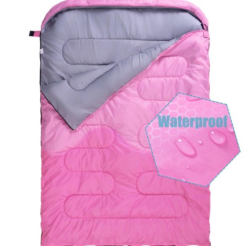 Sleeping Bag - Double Camping Sleeping Bags 2 Person for Adults Kids Boys Girls for Hiking Backpacking - Warm Cold Weather Lightweight Portable with Compression Bag for Indoors Outdoors Activities