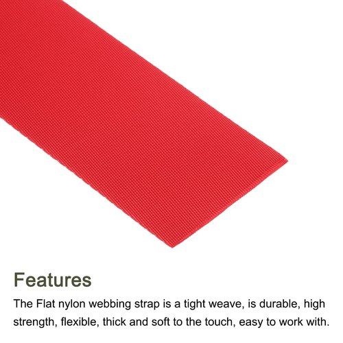 MECCANIXITY Flat Nylon Webbing Strap 2 Inch 5 Yards Polypropylene Webbing Bright Red for Backpack, Luggage-Rack, Outdoor Climbing, DIY Craft