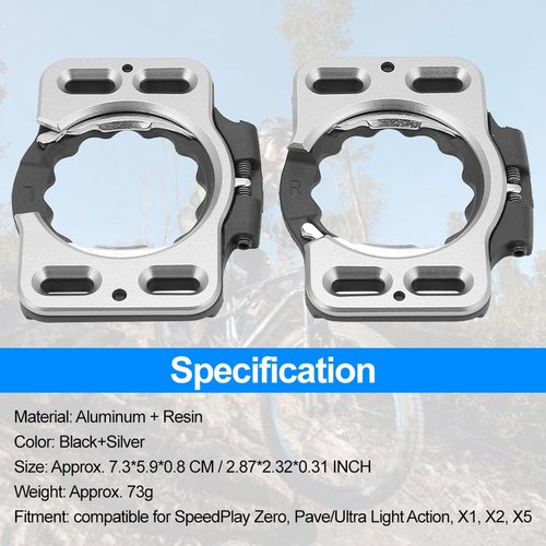 Kodrily Road Bike Cleats, Aluminum Bike Cleat Cover, 1 Pair Quick Release Cycling Pedal Cleat Covers, Sturdy Cycling Shoe Cleats Converting Adapters Replacement for X1 X2 X5