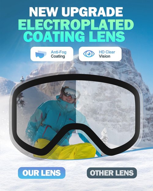 Snowalva Ski Goggles, Frameless Snowboard Goggles with 2 UV400 Magnet Ski Lenses for Men & Women (Silver(vlt 9%) + Clear (Vlt 83.5%))