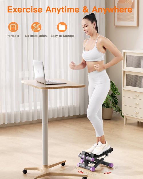 YYJO Steppers for Exercise at Home, Mini Stepper with Resistance Bands Quiet Portable Stair Stepper for Buttocks Lifting and Body Shaping