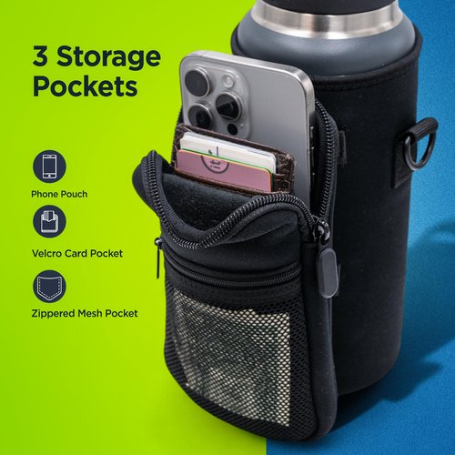 Insulated Carrier Bag Designed for YETI Rambler 26oz Water Bottle with Large Storage Pocket, Hand Strap and Padded Shoulder Sling, Travel Sleeve for Phone Storage and Accessories (Neoprene)