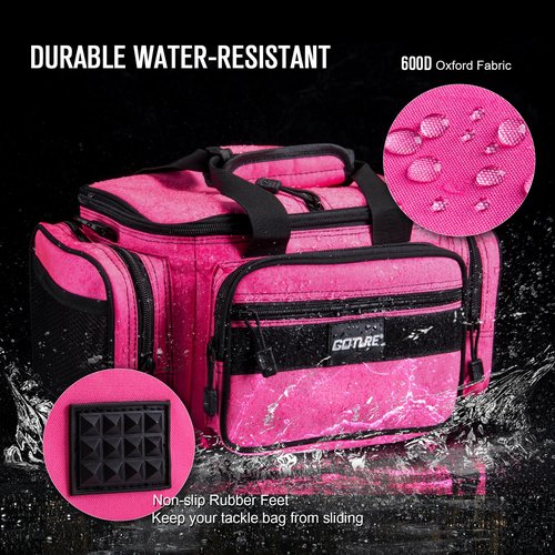 Goture Fishing Tackle Bag, Soft Side 600D Water-Resistant Cross Body Sling Fishing Bag, Small Saltwater Gear Storage Tactical Bags Store Up to 3 3600 Tackle Boxes(Not Included),14.96"x9.06"x7.48"