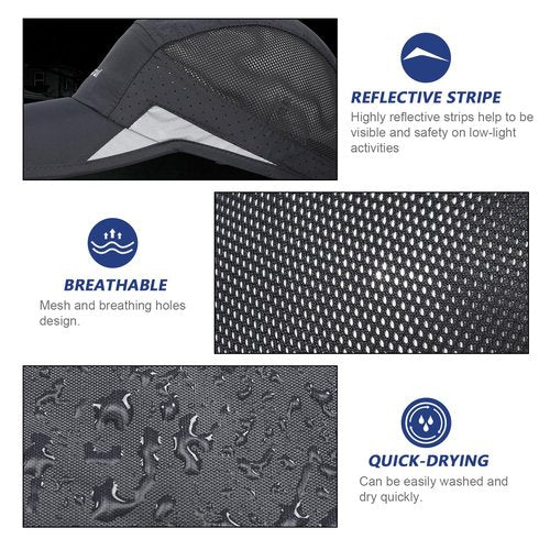 AYPOW Baseball Cap for Men Women, 2 Pcs Breathable Mesh Running Hat Quick Dry Light Reflective Outdoor Sport Golf Tennis Hat