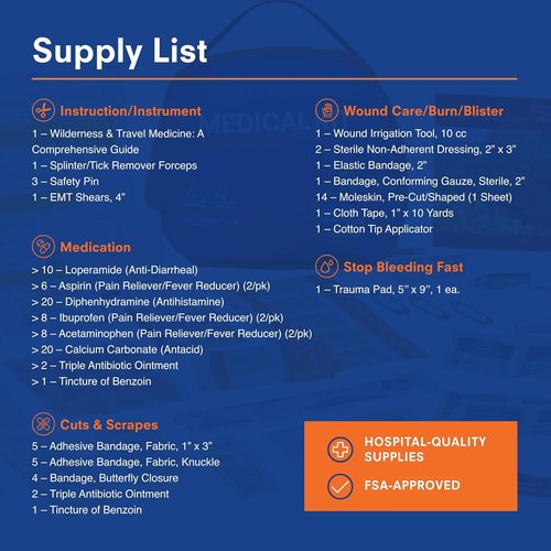Adventure Medical Kits Mountain Series Medical Kit - Backpacker - Emergency Medical First Aid Kit - For 2 People for 4 Days - Comes with a Trauma Pad, Medicine, Guide Book & More