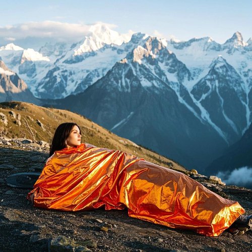 RLXMARTD Emergency Sleeping Bag,Bivvy Bag,Survival Sleeping Bag,Camping Bivy Sacks,Emergency Blankets,Survival Sleeping Bag with Survival Bracelet for Camping and Outdoor Hiking, Orange