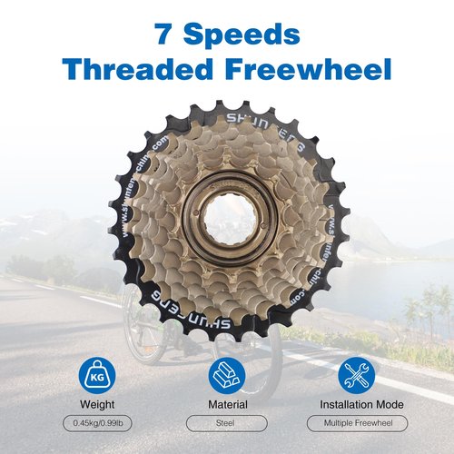 WEEROCK Bike Freewheel 7 Speeds, 14-28T Threaded Freewheel Screw On Bicycle Replement Part for MTB, Cruiser Bicycle