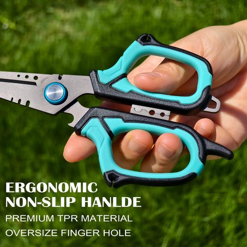 UEDGER Fishing Scissors Line Cutter - Saltwater Fishing Pliers Kit with Retractors, Serrated Blades for Braid Line, Multifunction Split Ring Pliers Hook Remover Tools Gifts for Fisherman