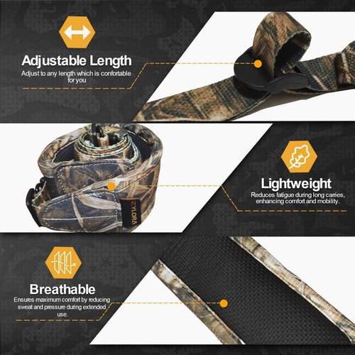 Zylora Crossbow Sling with Non-Slip Sholder Pad, Two Points Crossbow Sling with Quick-Grab Handle and Thumb Hole, Corssbow Accessaries for Hunting and Shooting
