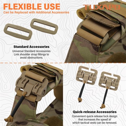 Tuxapo Tactical Molle Vest for Big Men with Quick Release Front Pouch Set Heavy-Duty Detachable and Reassembleable