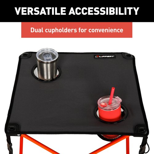 Lippert Baja Overlanding 3-Piece Chair & Table Set, 600-Denier Polyester Folding Chairs, Dual Cupholders, Innovative Scoop for Ultimate Comfort, Fold-up Convenience - 2023053719