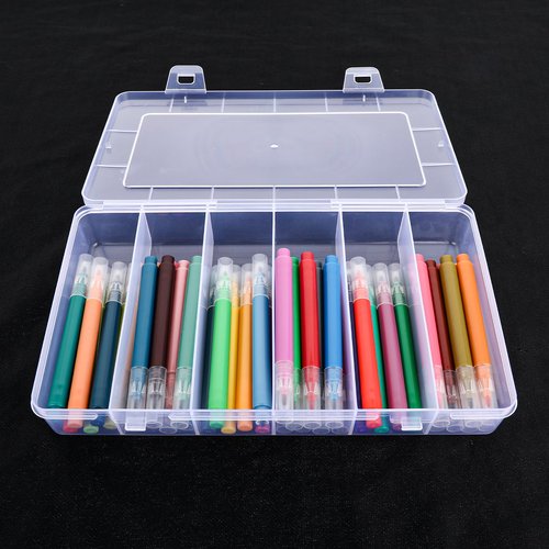 2 Pack Tackle Box Organizer 6 Grids, Clear Plastic Fishing Tackle Box, Compartment Storage Box, Craft Organizer for Lure Bait Hooks Storage Screws Nail Pins(8.18×4.64×1.29inch)