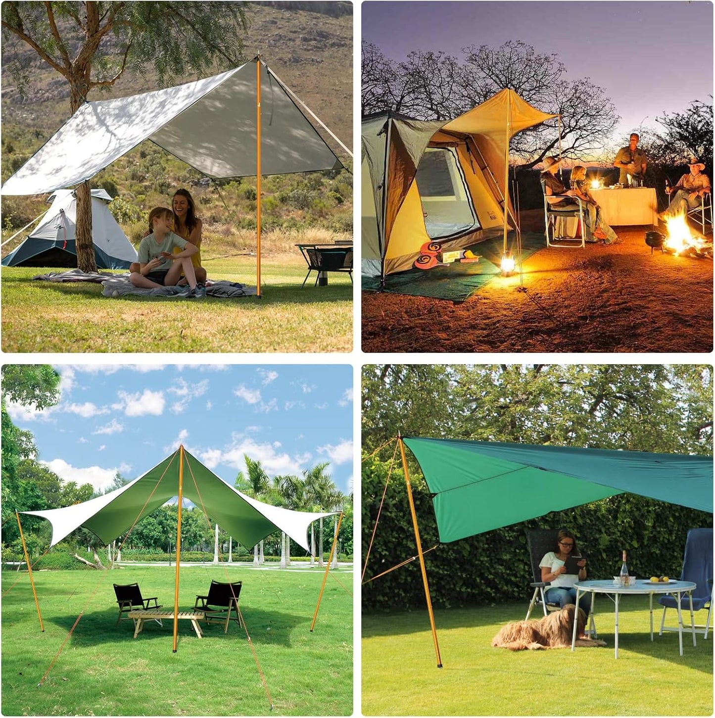 Odoland Adjustable Telescoping Aluminum Tarp and Tent Poles Set of 2 - Collapsible Lightweight for Camping, Backpacking, Hammocks, Sun Shade Shelters, and Awnings