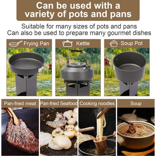 Uniflasy Portable Rocket Stove for Cooking, Wood Burning Mini Stove with Storage Bag, Ideal for Outdoor Cooking, Camping, Backyard BBQ, and Hiking, Durable and Compact Camping Stove
