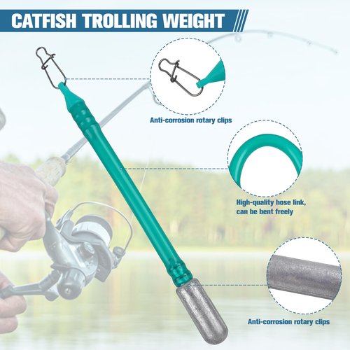 Dragging Weights Dragging Sinkers Catfish Trolling Weight Catfish Sinker Weight with Plastic Pipe Fishing Snaps Clips for Trolling Drift Bottom Bouncing Catfishing Tackle Gear (2OZ-4PCS)