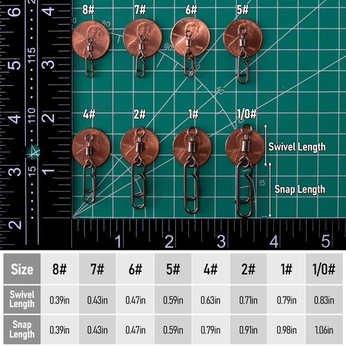 Dr.Fish 20 Pack Fishing Clips with Swivels, Speed Power Clips with Barrel Swivels Quick Change Lure Snap Swivels Fishing Tackle Leader Line Connector for Freshwater & Saltwater 8#