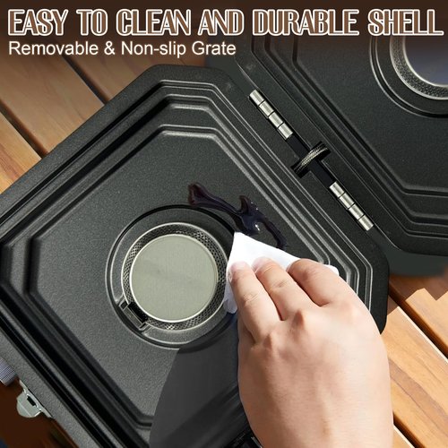 Propane 2 Burner Folding Camping Stove with Griddle, Portable Gas Stove Two Independent Adjustable Burners 16000 BTU with Ignition Knob Carrying Bag Handle, Foldable Camp Stove for Outdoor Cooking BBQ