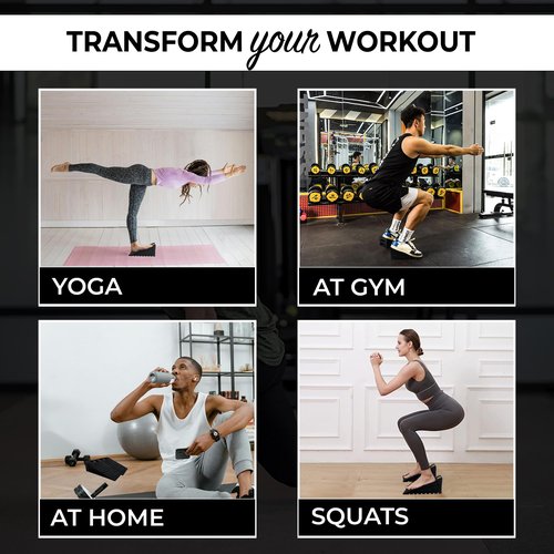 Peak EX Squat Wedge Block - 2 Pcs Heel Elevated Squat Wedges with 5 Resistance Bands | Workout, Weightlifting, Calf Stretcher | Exercise Foot Wedges for Squats and Yoga | Slant Board for Squats
