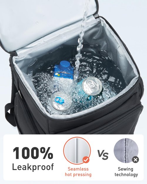 TOURIT Waterproof Cooler Backpack: 30 Cans Insulated Leakproof Portable Cooler Bag Beach Travel Camping Picnic Hiking Black