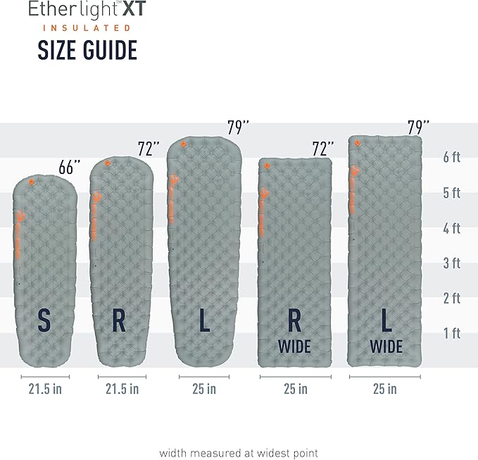 Sea to Summit Ether Light XT Extra-Thick Insulated Sleeping Pad, Rectangular - Large (78 x 25 x 4 inches)