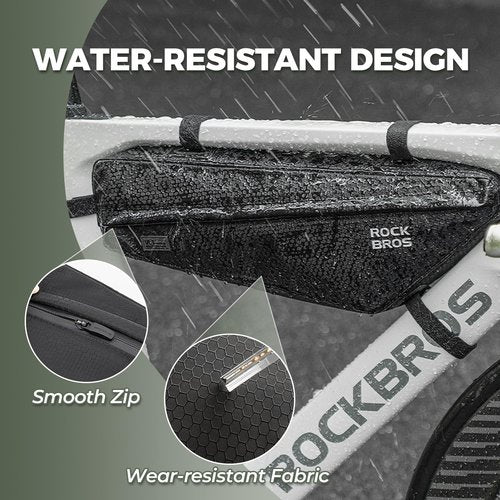 ROCKBROS Bike Frame Bag 2.9L Large Capacity Bike Storage Bag Waterproof Under Top Tube Bike Bag,Narrow Edge Bike Pouch for Mountain & Road Bike