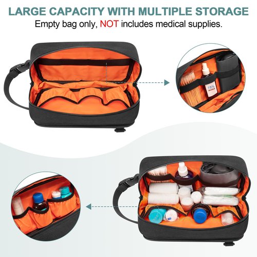 Prokva Tactical First Aid Bag Empty, Medical Emergency Pouch Trauma Kit Storage Bag for Camping Hunting Hiking, Black (Empty Bag Only)
