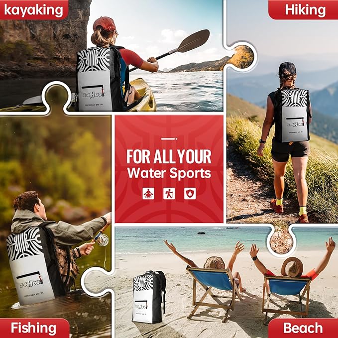 Waterproof Dry Bag with Roll Top - 25L /30L Waterproof Backpack for Kayaking, Swimming, Beach, Hiking