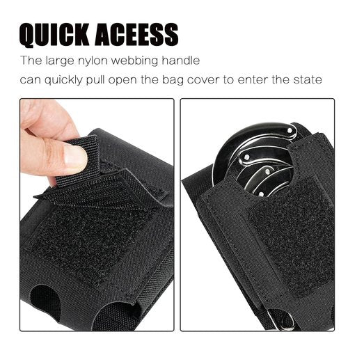 Lonloke Double Handcuff Holder-MOLLE Hand Cuffs Pouch for Duty Belt,Police Handcuffs Case Law Enforcement. (BK)