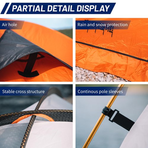 Himalaya 4 Season Camping Tent for Hiking, 3 Person Camping Dome Tent, Backpacking Tent Waterproof Windproof Portable for Outdoor Camping Trekking Beach (Tent with Hem, Orange)