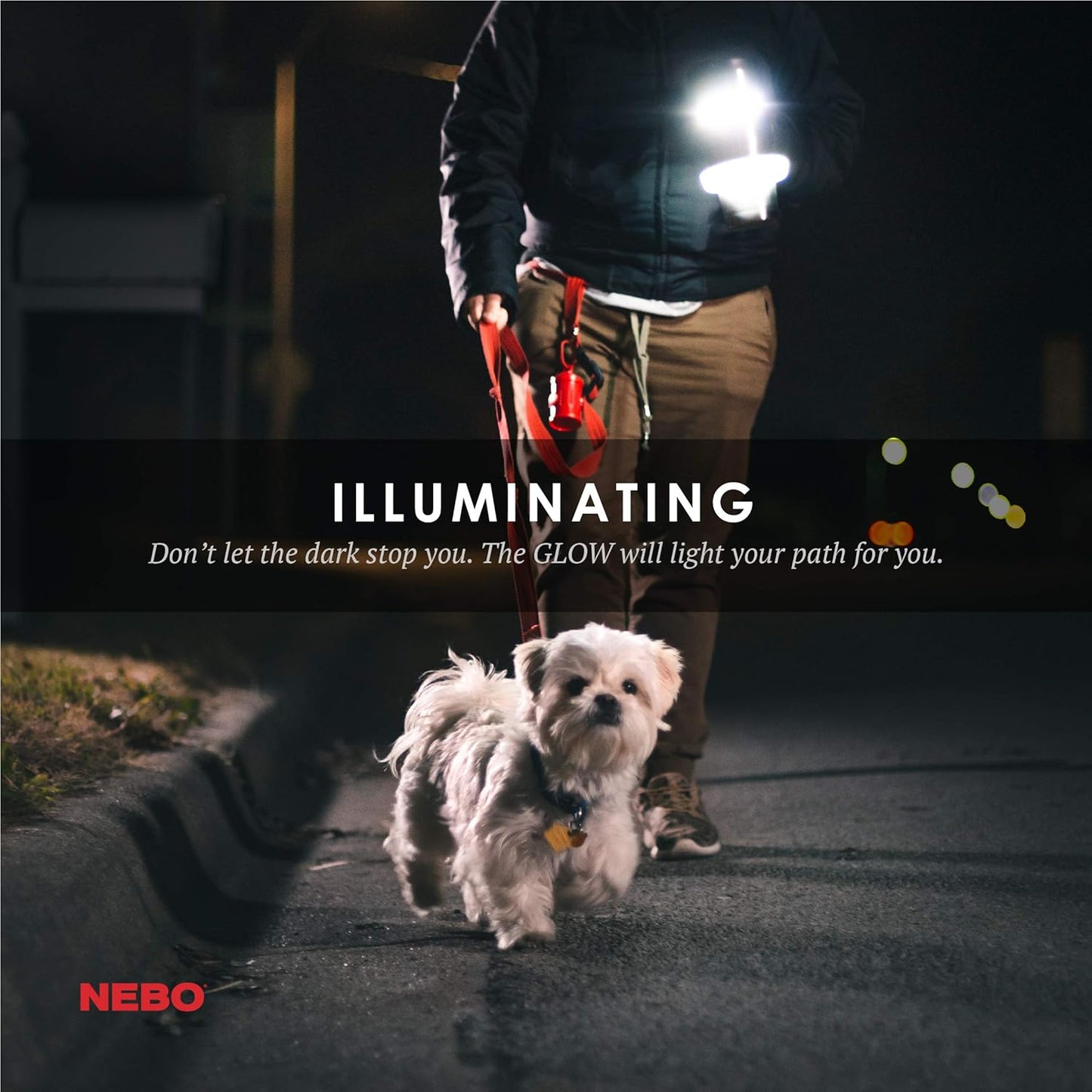 NEBO GLOW Tumbler Handle Light | 220 Lumens, 3 Light Modes, Fits 20 oz & 30 oz Coffee Tumblers, Water Resistant, Ergonomic Handle, LED Camping Lantern & Cup Cradle, Includes 3x AAA Batteries