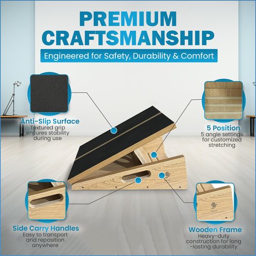 Professional Slant Board, Calf Stretch- Adjustable Incline Board and Calf Stretcher, with Side Handles for handling