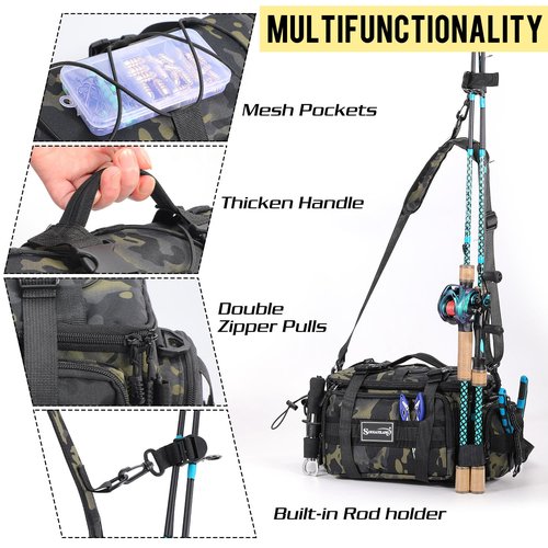 Sougayilang Fishing Tackle Bags with 3600 Tackle Tray - Fishing Tackle Storage Bags for Saltwater or Freshwater Fishing Gear - Padded Shoulder Strap - Tackle Box Bag Fishing Bag(Green)