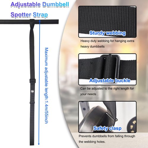 Dumbbell Spotter Straps Barbell Rack Attachment for Chest Bench Press Hanging Dumbbells Safety Hanger Straps