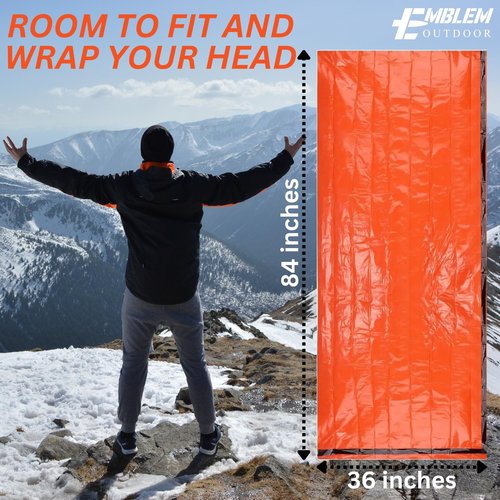 Emergency Sleeping Bags 2 Pack for Survival. Emergency Thermal Blanket Survival Gear Bivy Sack. Survival Bag. Emergency Go Bag Supplies. Cold Weather Protection from Exposure