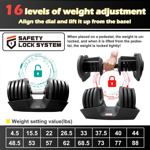 BodyTech Quick adjustable dumbbell 88LBS 40KG Black Anti slip metal handle 1pcs 16 in 1 Strength Training and Fitness Workouts with free weight adjustment Suitable for Home Gym Space saver