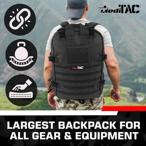 MediTac Deluxe Special Ops Tactical Field Medical Stomp Pack - Largest Backpack for all Gear & Equipment - Black