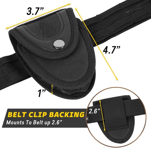 Handcuff Holder,Police Handcuffs Law Enforcement Accessories with Belt Loop, Handcuff Case Hand Cuff Pouch with Copper Snap Flap Top. … (Black, One Pack)