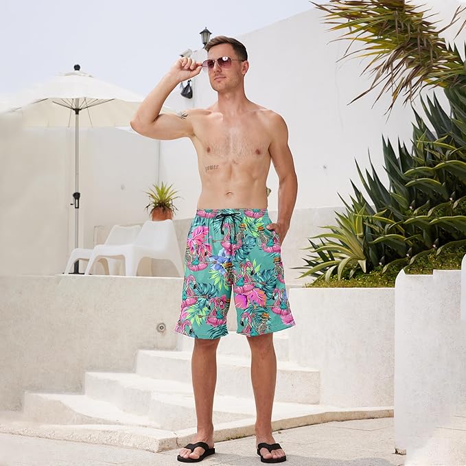 Mens Swim Trunks Quick Dry Board Shorts with Mesh Lining, Breathable Surf Beach Shorts Swimwear Bathing Suits