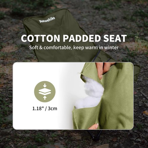 Naturehike Seastar Padded Camping Chair, Oversized 2-Position Adjustable Folding Chair, Portable Camp Chair with Side Pocket & Carry Bag