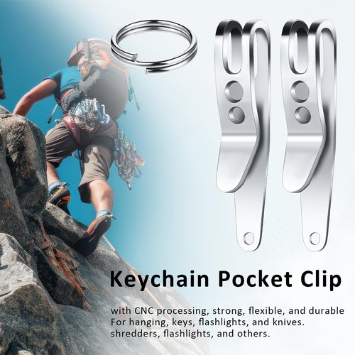 Molain 5Pcs Pocket Bag Suspension Clip With Keychain, Stainless Steel Waist Belt Hanging Clip Key Buckles, Silver