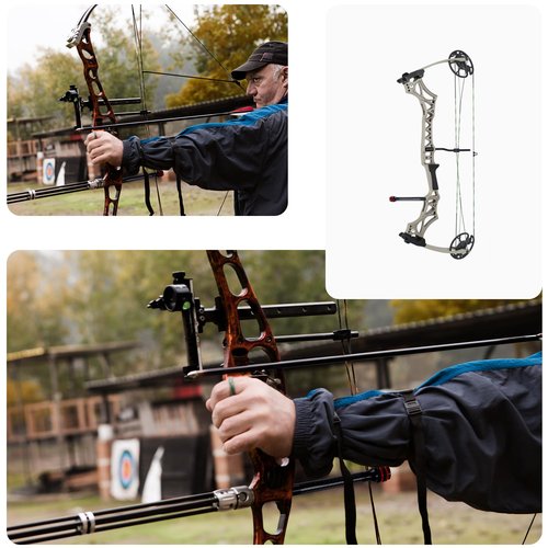 VOHEZPT 6 inch Archery Bow Stabilizer - Carbon Fiber Bow Balance Bar with Damping System and Weights Kit for Compound, Recurve Bow Hunting Archery Accessory Equipment