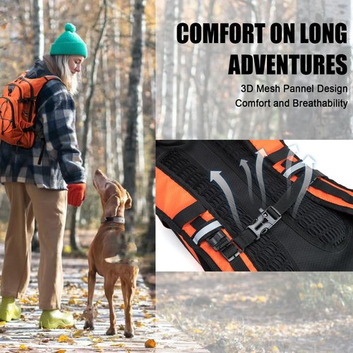 Hydration Backpack Pack with 2L Water Bladder 18L Hiking Backpack Women Men Lightweight Hydropack Insulated Daypack for Biking, Running, Festival (Orange)