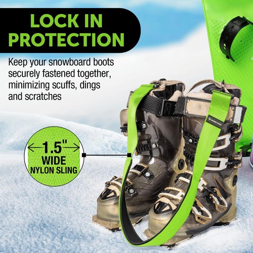 Gradient Fitness Boot Carrier Straps for Ski & Snowboard, Anti Slip Downhill Ski Straps Boot Carry, Shoulder Sling Tote Leash (Green)